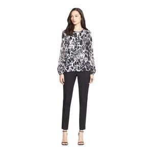 St John Collection Animal Print Silk‎ Georgette Blouse